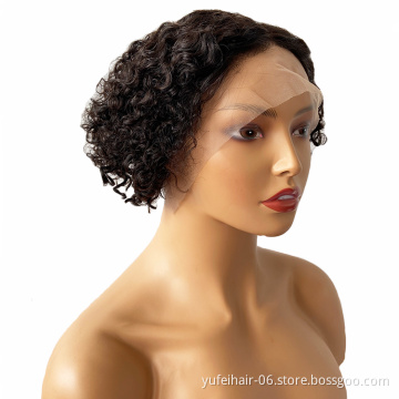 Perruque Pixie Cut Wig Human Hair Curly Bob Short Pixie Cut Lace Wig Bleached Knots Lace Frontal 13x4 Pixie Wig With Baby Hair